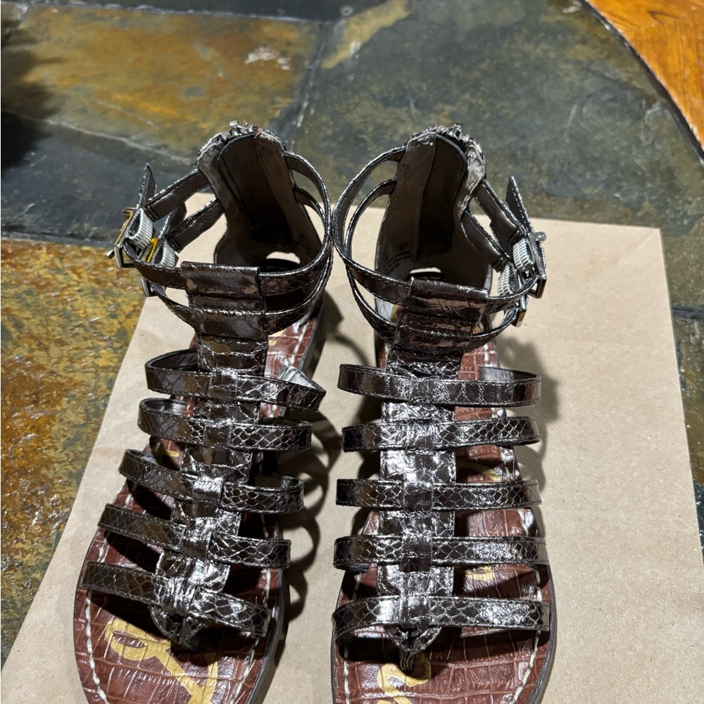 Sam Edelman Brown Metallic Strappy Sandals - Picture 3 of 3